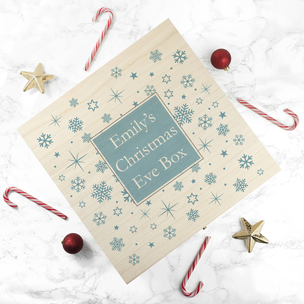 Personalised Ice Blue Snowflake Christmas Eve Box, 1 of 6