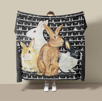 Rabbit Fleece Blanket, Bunny Throw, 3 of 8