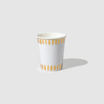 White And Gold Brushstroke Paper Cups X 10, 2 of 3