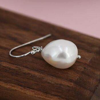 Genuine Baroque Pearl Drop Hook Earrings, 5 of 10