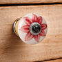 Ceramic Set Of Two Large Red Flower Drawer Pull, thumbnail 1 of 2