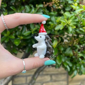 Hand Blown Glass Christmas Hedgehog, 2 of 7