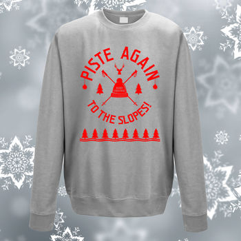 Piste Again Logo Adults Christmas Skiing Sweatshirt, 10 of 12