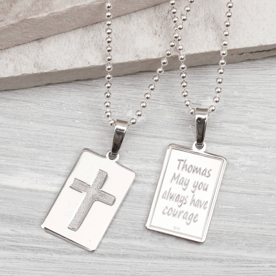 Boys Personalised Sterling Silver Christening Necklace By Hurleyburley