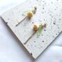 Cream Flower Stainless Steel Dangle Earrings, thumbnail 3 of 4