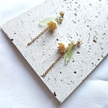 Cream Flower Stainless Steel Dangle Earrings, 3 of 4