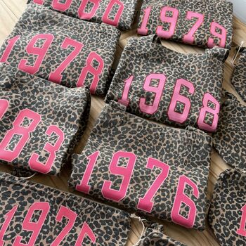 Personalised Varsity Year Leopard Print Tote Bag, 4 of 4