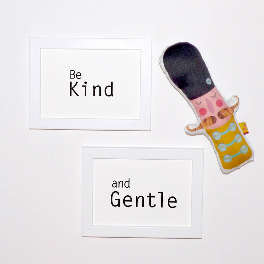 be kind and gentle word art prints by studio noodles