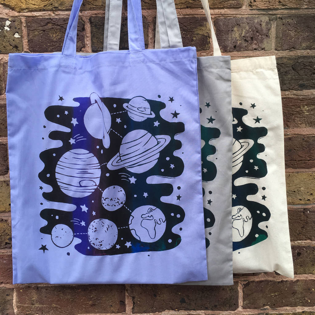 And Space Printed Cotton Shopping Tote Bag By Woah there Pickle