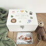 Personalised Jungle Animals New Baby White Keepsake Box Three Sizes, thumbnail 2 of 7