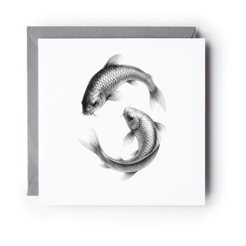 Koi Carp Lucky Hand Drawn Greeting Card, 4 of 7