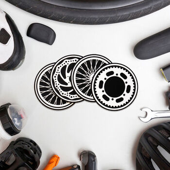 Cyclists Gifts Bike Wheel Coaster Set Of Four, 4 of 8