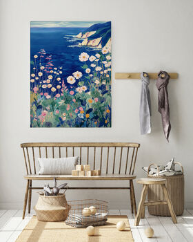 Irish Blue Coastal Cliff Landscape Art Print, 3 of 4