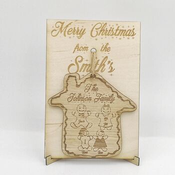 Personalised Gingerbread House Christmas Bauble Card, 3 of 7