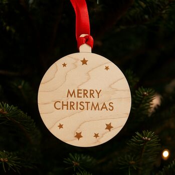 Braille Wooden Christmas Tree Decoration, 2 of 2