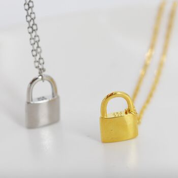 Sterling Silver Padlock Pendant Necklace, 4 of 12