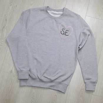 Hand Embroidered Initial Love Heart Sweatshirt, 2 of 5