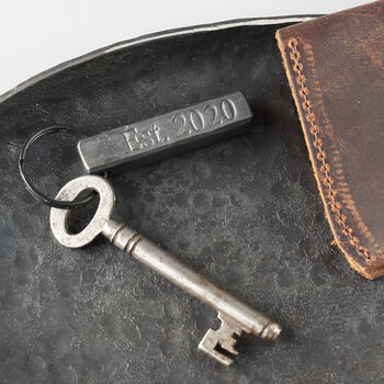 6th Anniversary Gift; Forged Dark Iron Bar Keyring, 4 of 12