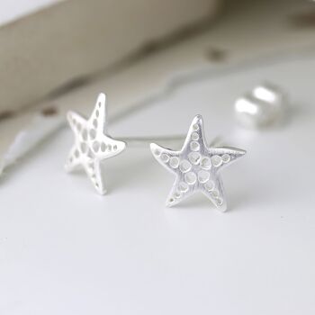 Sterling Silver Starfish Stud Earrings, 5 of 11