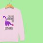 'Girls Like Dinosaurs Too' Personalised Girls Sweatshirt, thumbnail 5 of 12