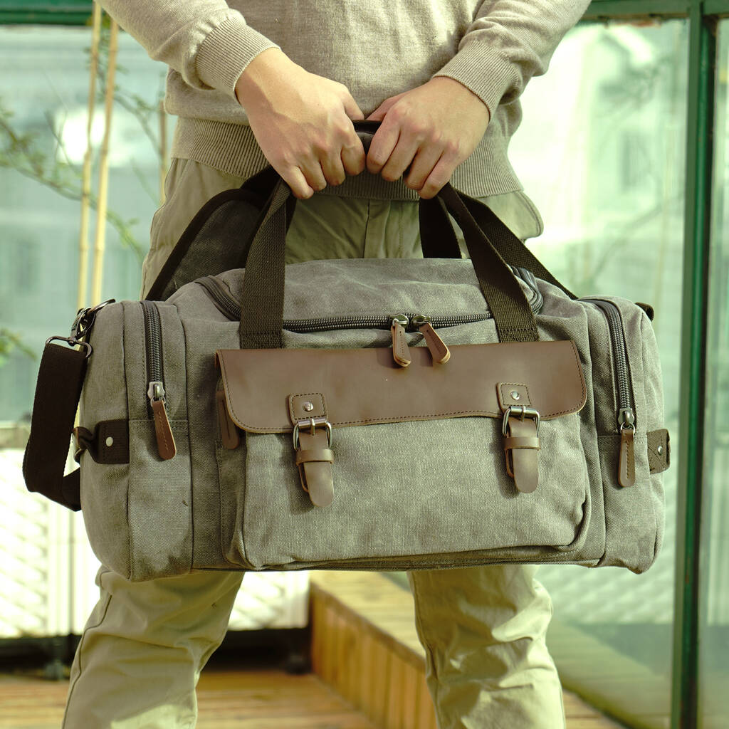 Large Canvas Holdall With Front Pocket, 1 of 10