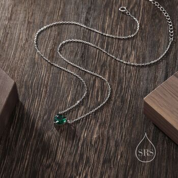 Emerald Green Cz Heart Pendant Necklace, 5 of 12