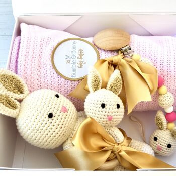 Organic Bunny Toy Baby Gift Set, 5 of 7