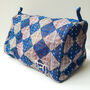 Handmade Toiletry Bag, Navy Kantha Stitch Sari Fabric, thumbnail 3 of 9