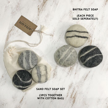 Fair Trade Wool Felted Soap Marble Pebble 3pc Gift Set, 11 of 12