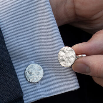 Memorial Ashes Imprint Silver Disc Cufflinks, 3 of 4
