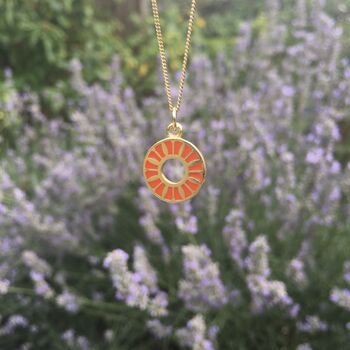 Flower Ring Enamel Necklace Gold Vermeil, 2 of 7