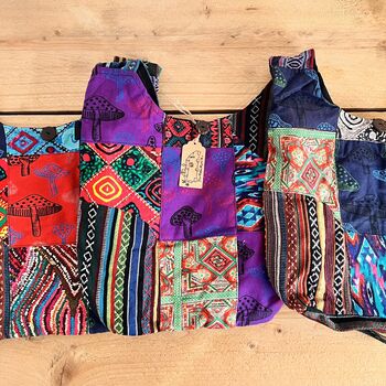 Bohemian Patchwork Shoulder Bag Mushroom Print, 7 of 11