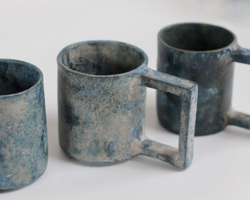 Handmade Japanese Ceramic Mug Blue Gray, 6 of 9