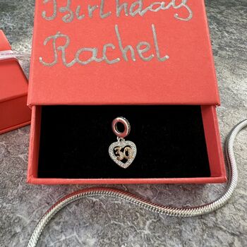 30th Birthday Charm Personalised Silver Bracelet Gift, 7 of 8