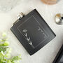 Personalised Monochrome Floral Name Black Hip Flask, thumbnail 1 of 7