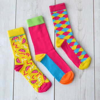 Set Of Three Colourful Monogrammed Socks, 3 of 3