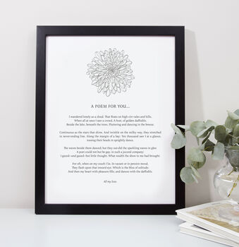 Personalised Black And White Floral Poem Print, 4 of 7