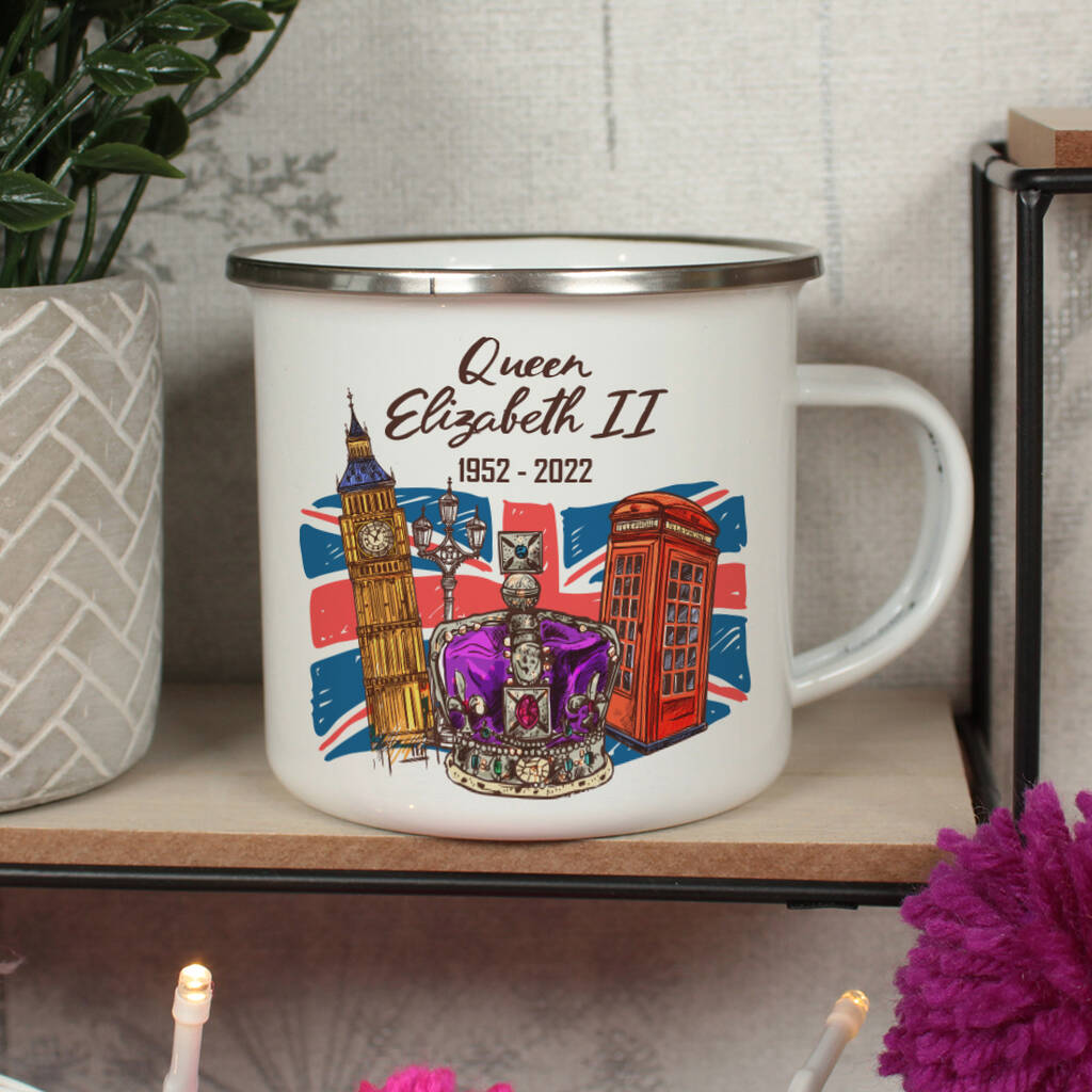 London Queen's Platinum Jubilee 2022 Enamel Mug By Love Lumi Ltd