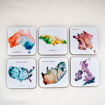 Mix And Match Six Watercolour Map Coasters, 8 of 11