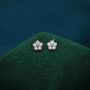 White Opal Flower Stud Earrings Sterling Silver, thumbnail 3 of 12