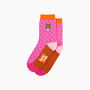 Embroidered Tiger Face Combed Cotton Socks In Pink, thumbnail 3 of 4