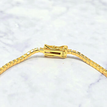 Emerald Gemstone Gold Vermeil Plated Tennis Bracelet, 9 of 9