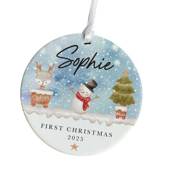 Personalised First Christmas Ceramic Ornament For Baby, 3 of 7