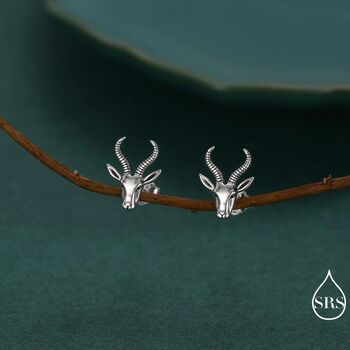 Sterling Silver Antelope / Deer Head Stud Earrings, 5 of 12