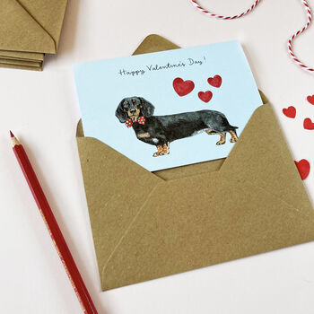 Black/Tan Sausage Dog Valentine's Day Card, 2 of 2