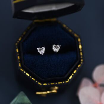 Genuine Quartz Crystal Heart Stud Earrings, 2 of 9