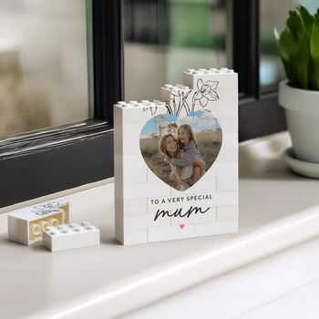 Personalised Heart Photo Block Keepsake With Daffodils, 'Very Special Mum' Mother's Day And Birthday Gift, 6 of 12