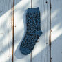 Denim Blue Leopard Prink Socks, thumbnail 1 of 3