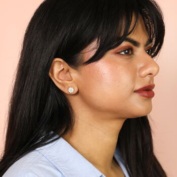 Crystal Flower Burst Earrings In Gold Plating, 3 of 3
