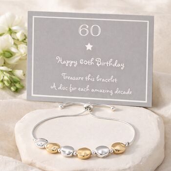60th Birthday Six Disc Drawstring Bracelet, 3 of 7